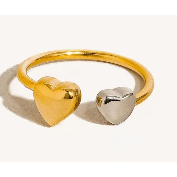 Loanni 18K Non-Tarnish Two Tone Heart Ring - Picture 3 of 3